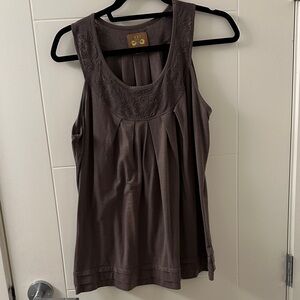 Forever 21 Chocolate Brown Embroidered Tank Top